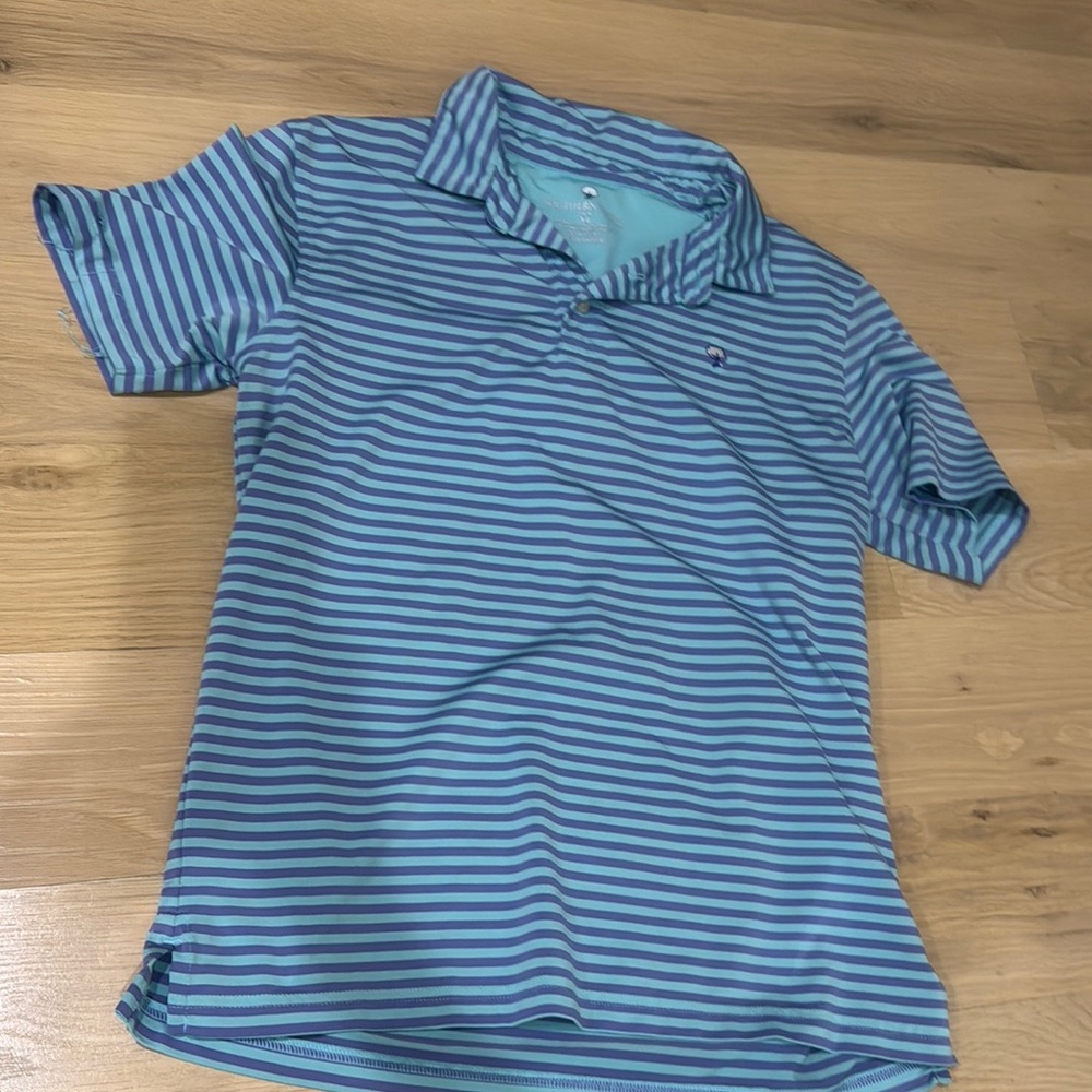 Southern Tide Blue Striped Kids Polo Shirt